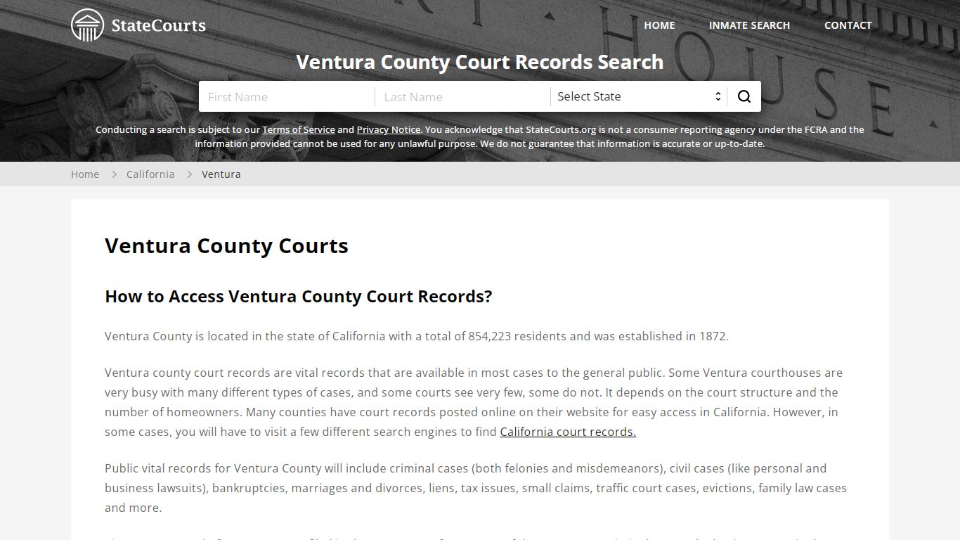 Ventura County, CA Courts - Records & Cases - StateCourts